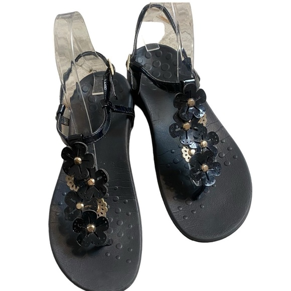 Vionic Orthaheel Floral julie Black Slingback Sandal - Picture 5 of 8